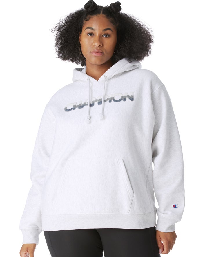 Champion Plus Reverse Weave Ombre Chenille Applique Hoodie Dames - Grijs - Belgie 8354TPGID